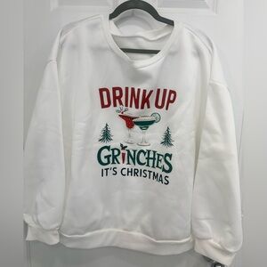 White Christmas Sweatshirt with Festive Print